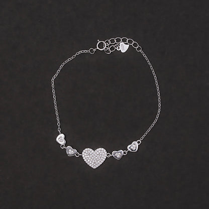 Heart charm pave bracelet 925 sterling silver