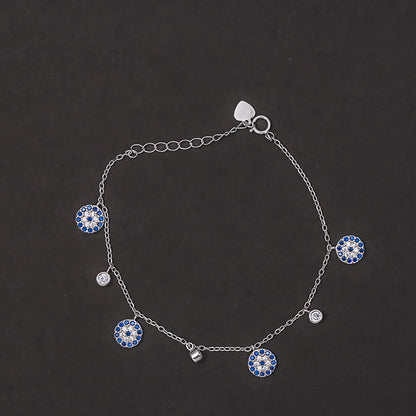 Blue evil eye charm bracelet 925 sterling silver