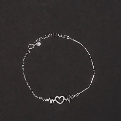 Heartbeat & Pavé Heart Station Bracelet 925 sterling silver