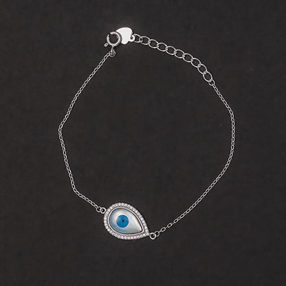 Mother of Pearl & Pavé Evil Eye Bracelet 925 sterling silver