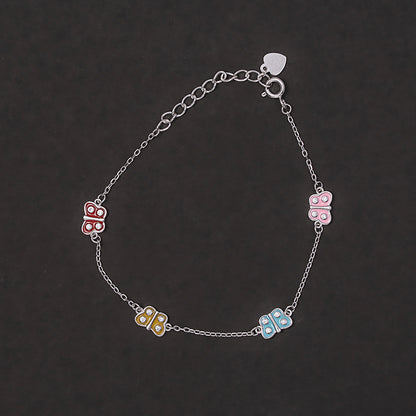 Enamel Floral Charm Bracelet 925 sterling silver