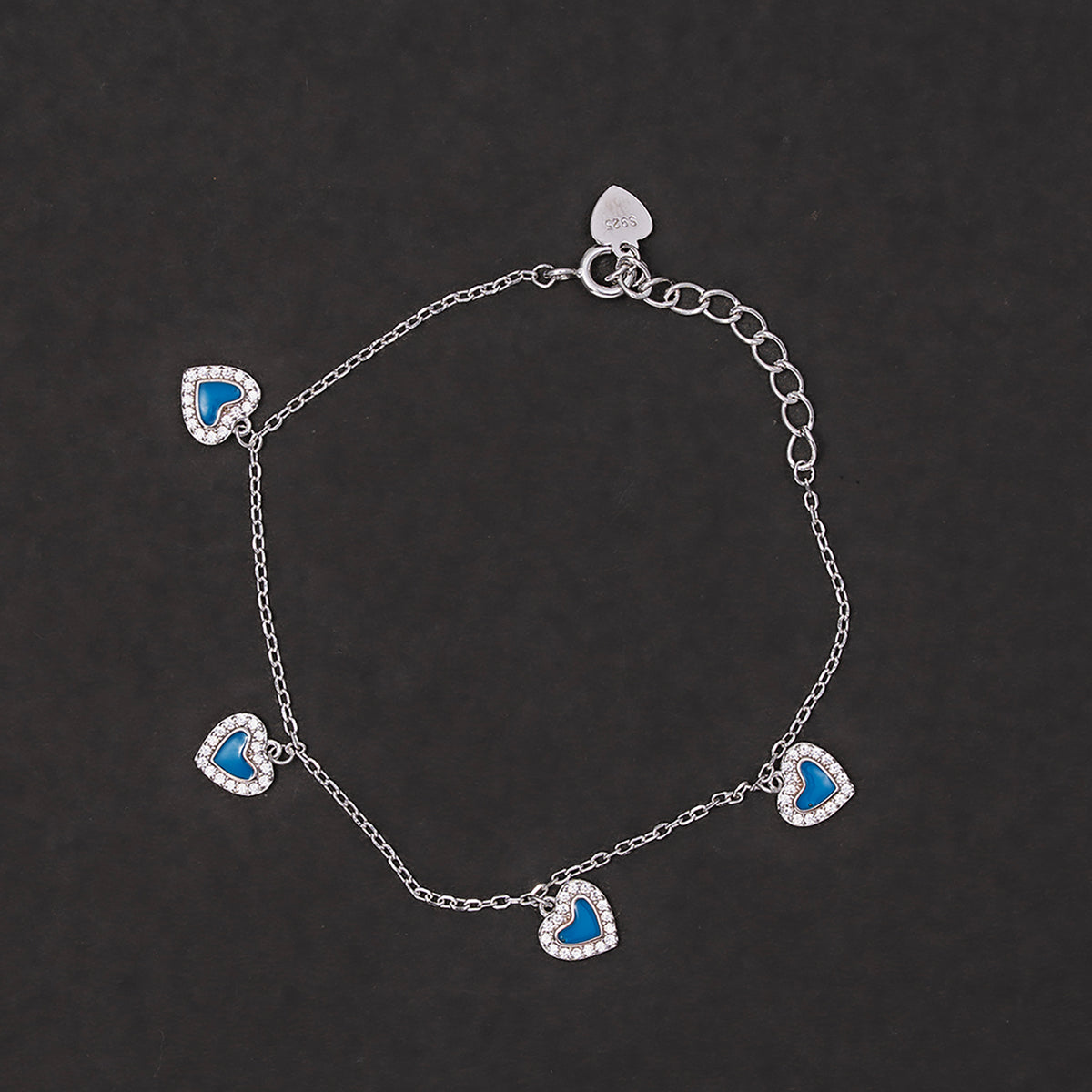 Multi-Heart Enamel Charm Bracelet 925 sterling silver
