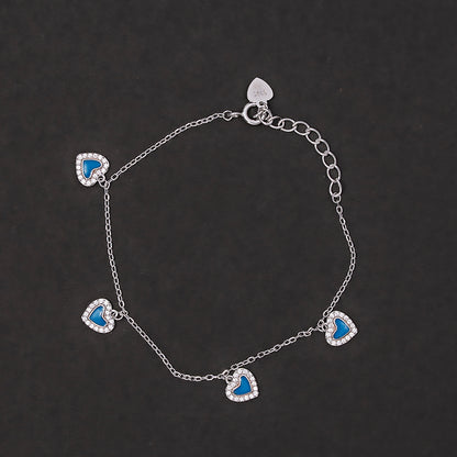 Multi-Heart Enamel Charm Bracelet 925 sterling silver