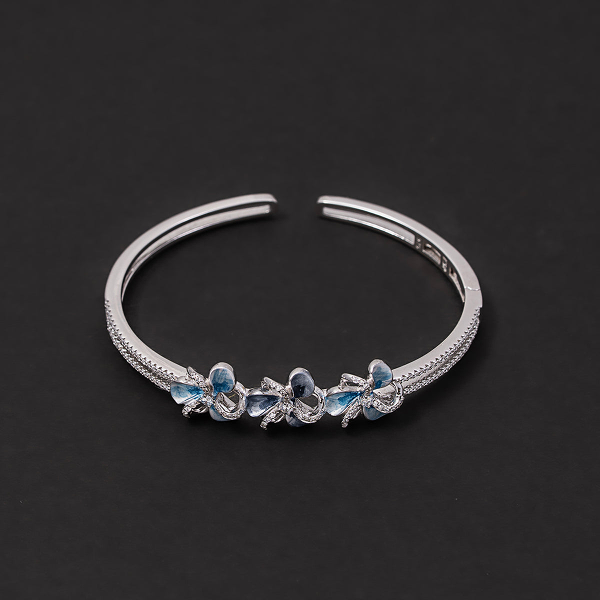 Sky-Blue Enamel Plumeria kada 925 sterling silver