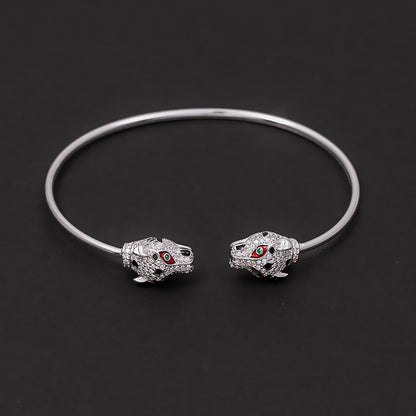 Dual Panther Head Pavé kada 925 sterling silver