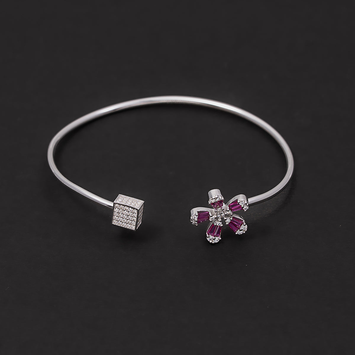 Plum Blossom & Cube Cuff kada 925 sterling silver