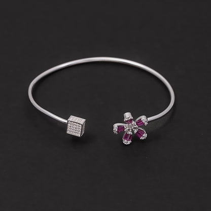 Plum Blossom & Cube Cuff kada 925 sterling silver