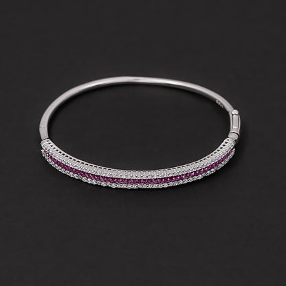 Plum Baguette & Pavé Double-Border kada 925 sterling silver