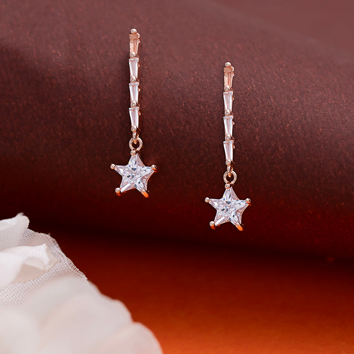 Star shape solitare Earrings 925 sterling silver