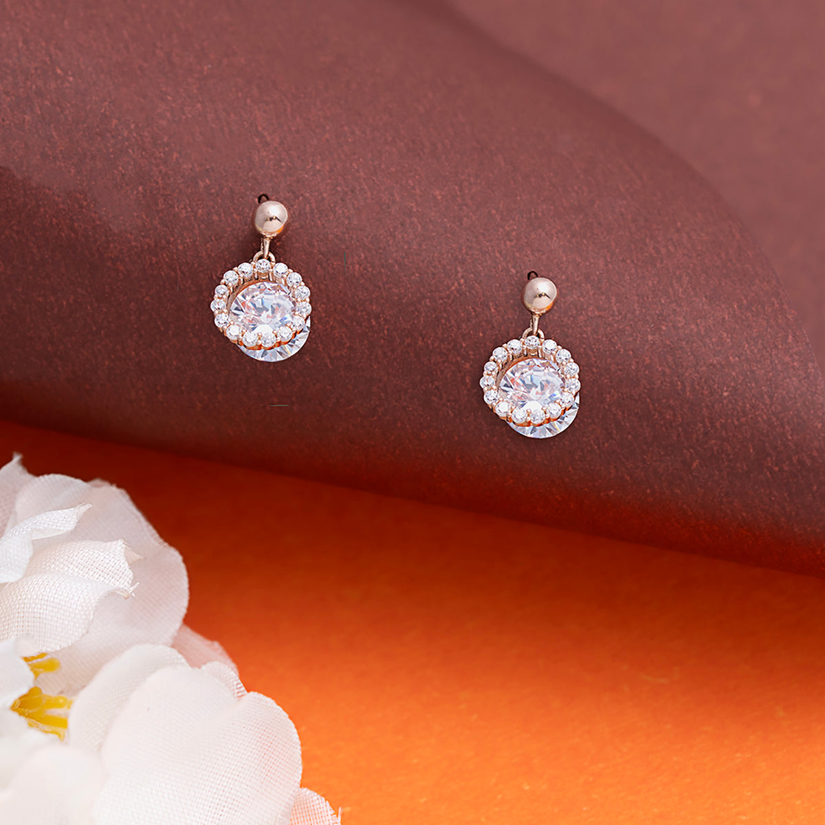 Solitare with outer circle  Earrings 925 sterling silver