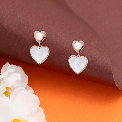 Charming Pearl Heart with mop Earrings 925 sterling silver
