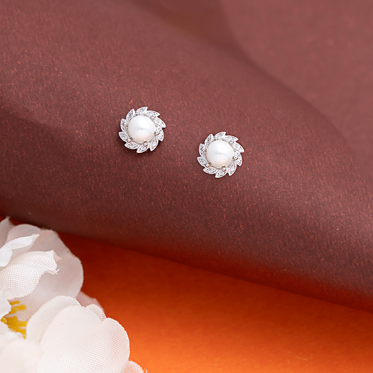 Ethereal Pearl Bloom Studs Earrings 925 sterling silver