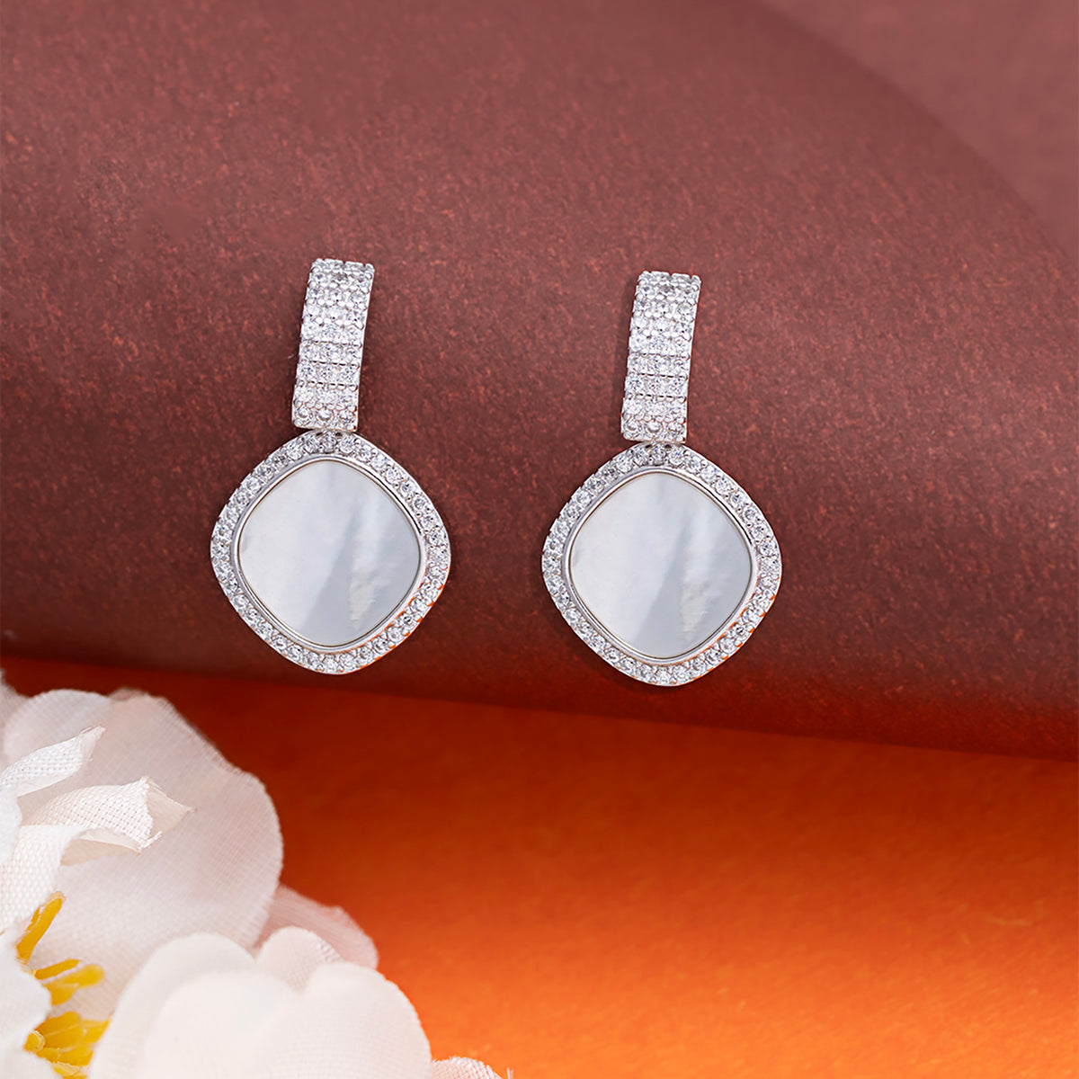 Mop Pave Earrings 925 sterling silver