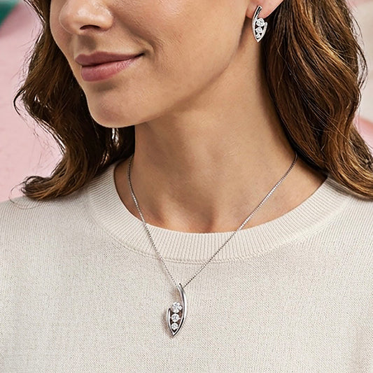 Sleek Sparkle Pendant Set  925 sterling silver