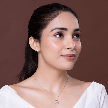 Elegant Blossom Pearl pendant Set 925 sterling silver